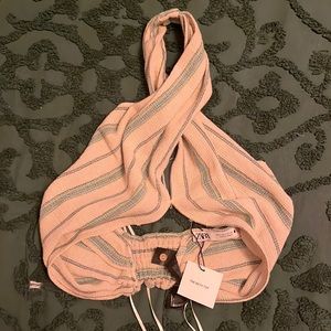 Zara natural linen wrap crop top